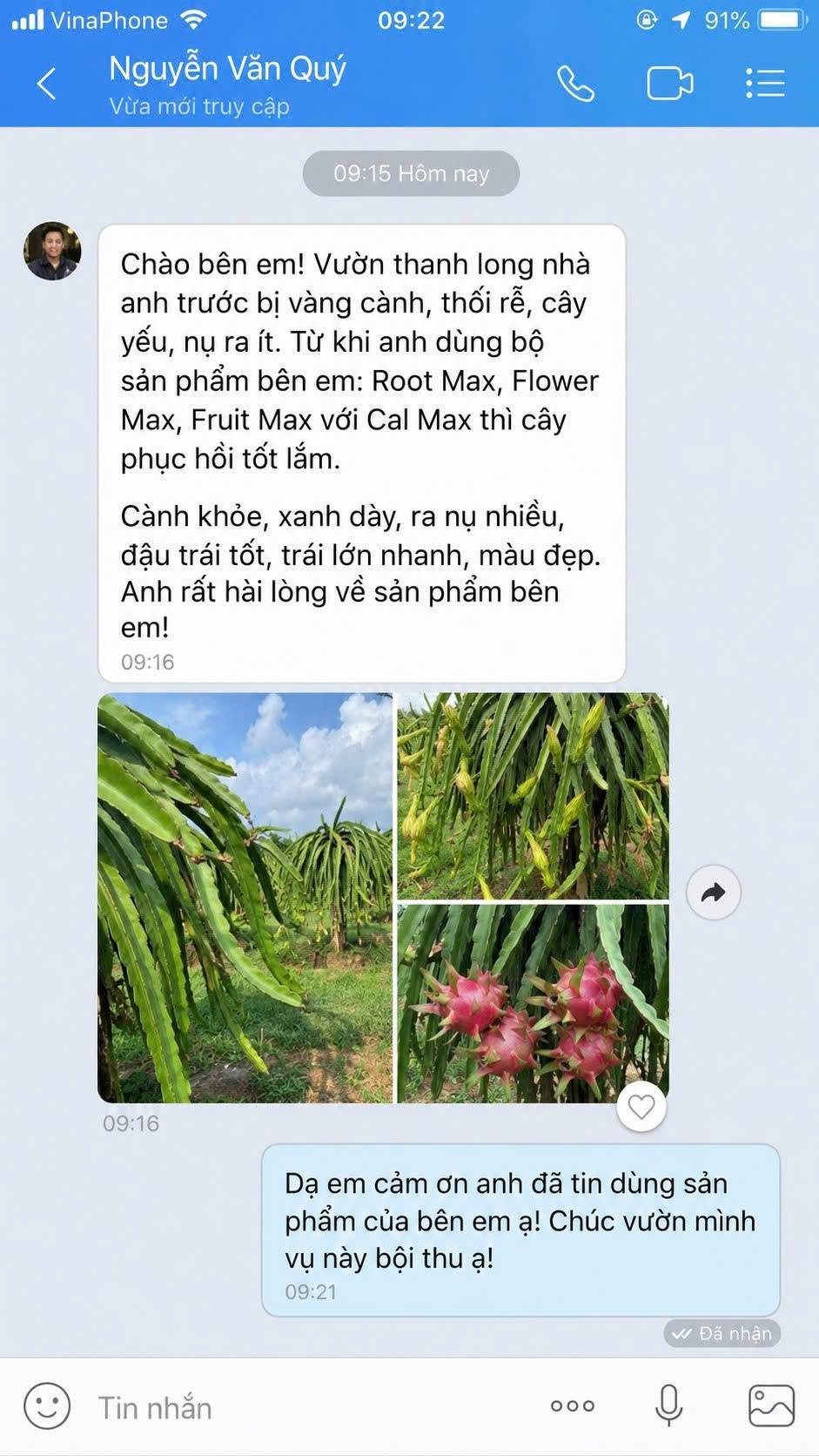 Phản hồi khách hàng sử dụng phân bón AGRIAMIN NPK 8000