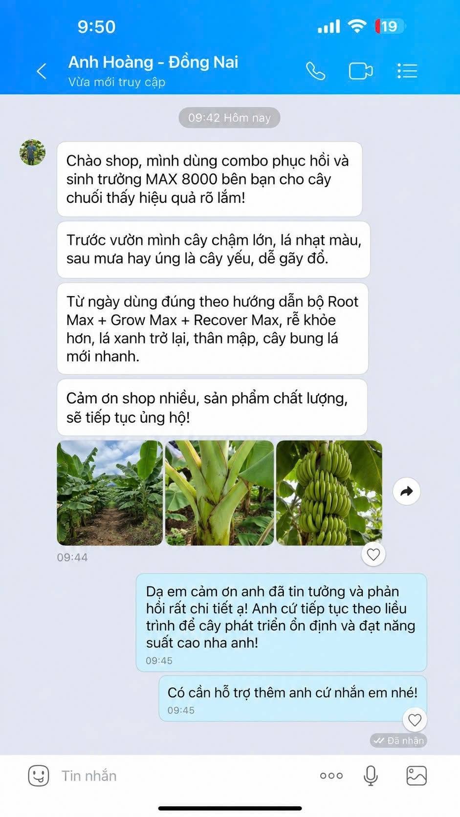 Phản hồi khách hàng sử dụng phân bón AGRIAMIN NPK 8000