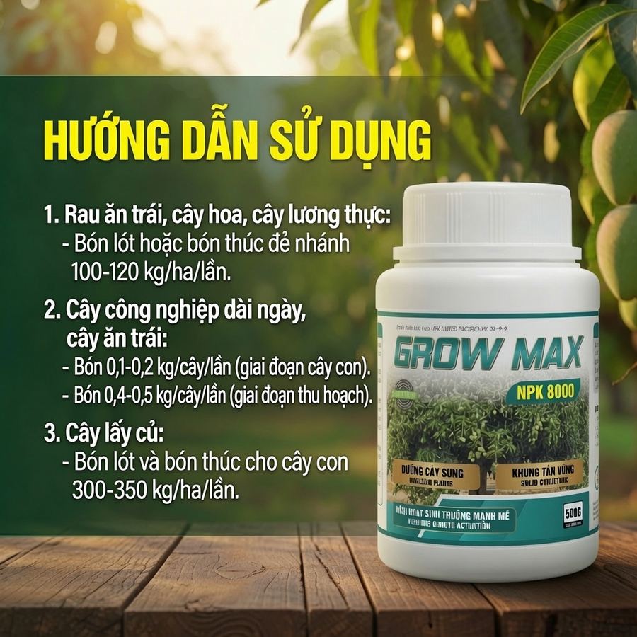 PHÁT TRIỂN ĐỒNG ĐỀU - GROW MAX NPK 8000