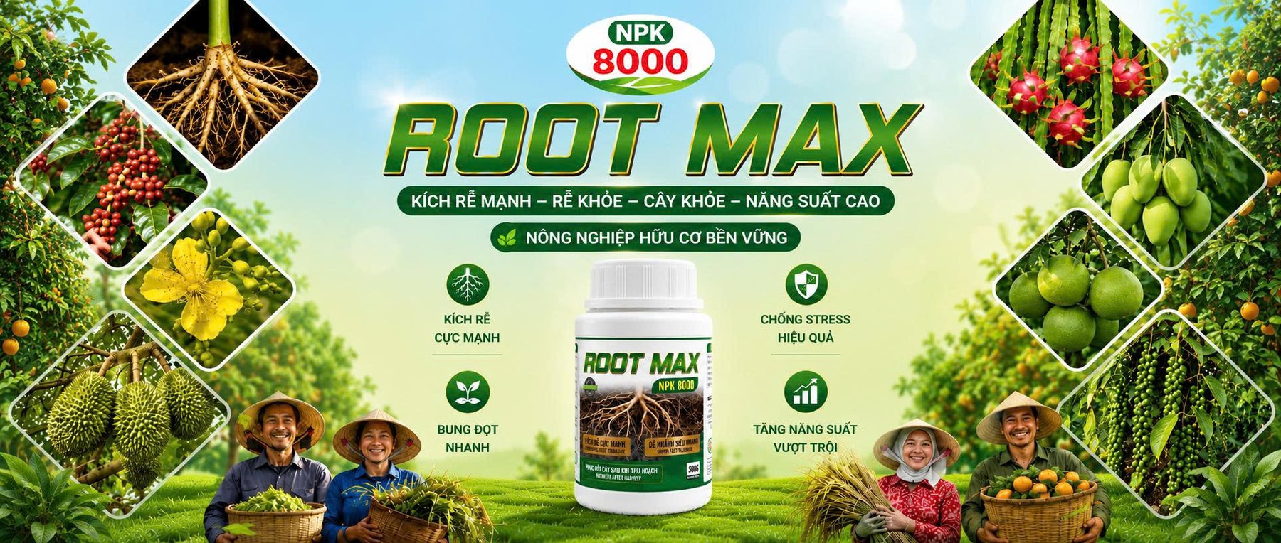 Phân bón kích rễ RootMax NPK 8000 - AGRIAMIN