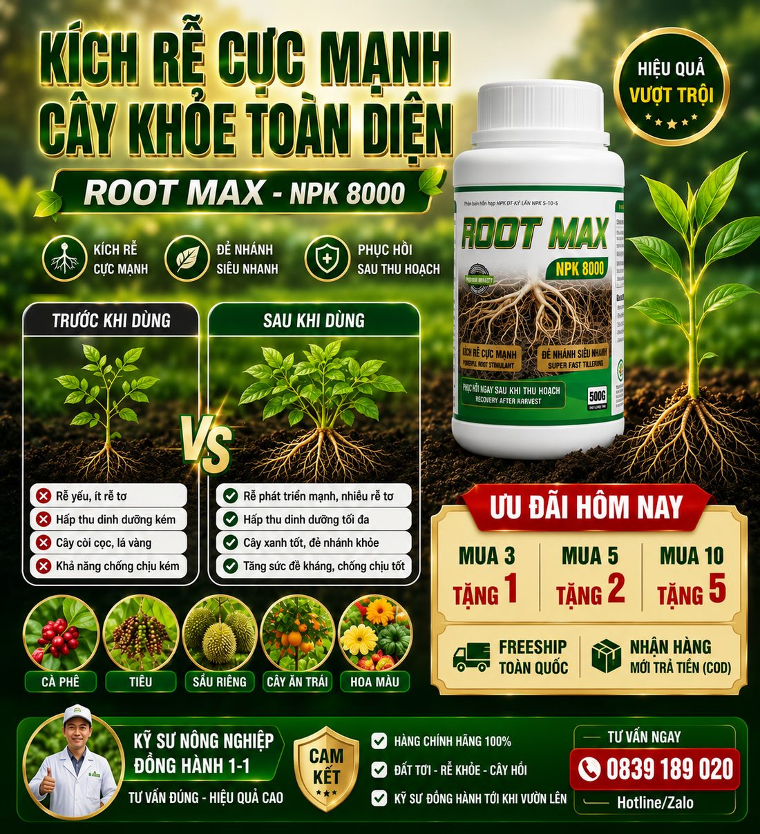 KÍCH RỄ CỰC MẠNH - ROOTMAX NPK 8000